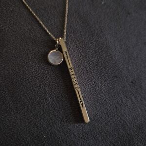 📿 3 for $12 📿 Gold Tone Bar Necklace, Blessed, Opaque Stone NWOT